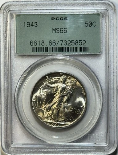1943 Walking Liberty Half Dollar 50C – PCGS MS66 – OG Silver Beast in Old Holder