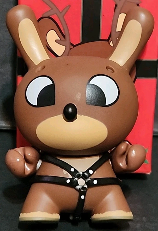 Kidrobot 2008 3" Dunny Naughty Reindeer W/Whip by Chuckboy Holiday Christmas - Image 2 of 4
