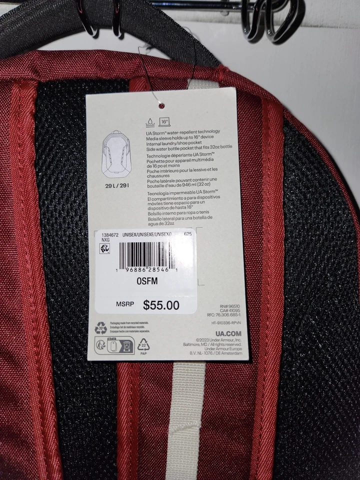 Mochila Under Armour Hustle 6.0 Cardinal Red Foto 4 de 4