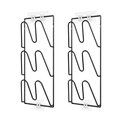2 Units Modern Lid Wall Organizers Metal Cookware Accessories Storage Stand