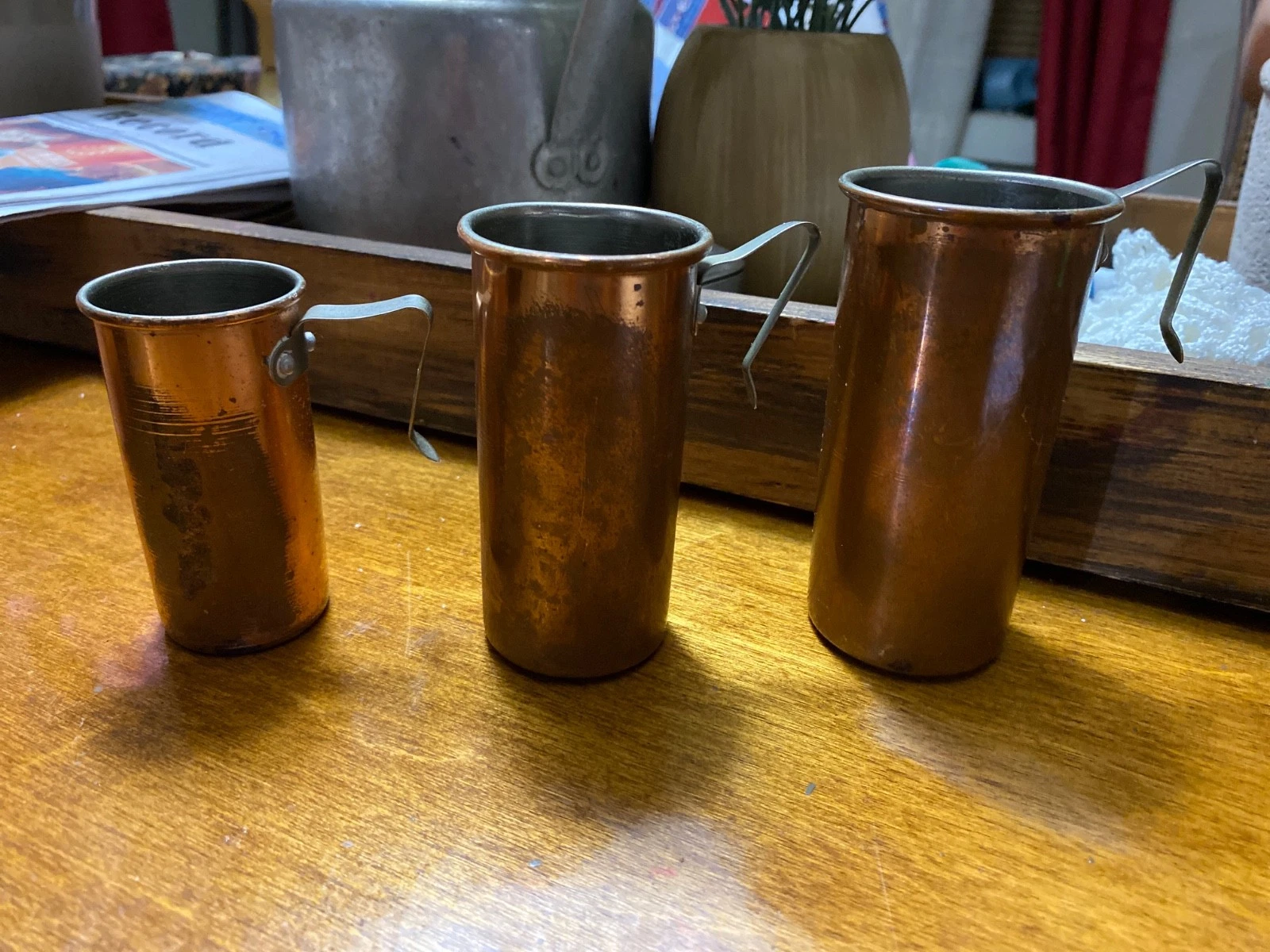 Vintage Copper Measuring Cups Set