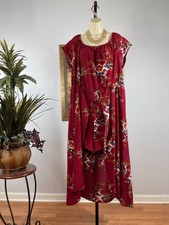 Shein Curve Dress Womens 4XL Red Floral High-Low Overlay Boho Romantic Festival