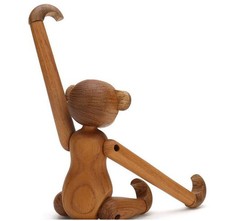 Vintage Kay Bojesen Style Teak Wood Hanging Monkey MCM Mid Century