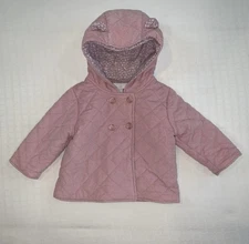 The Little White Company Lilac Corduroy Bear Ears Pea Coat 3-6 months, Warm Soft