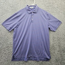 Peter Millar Summer Comfort Polo Shirt Large Purple Striped  "PGC 1913" Logo