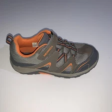 Merrell Shoes Youth 6.5 Gray Orange Hook & Loop Trail Hiking Big Kids MY57109