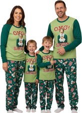 Matching Christmas Elf Pajamas for Family - Adult  Kids 2-Piece Pjs Set, Offici
