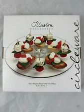 Circleware Illusion Collection Glass Display Stand Swivel Base Appetizer Plate