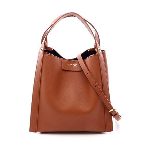 Celine Small Cube 2Way Leather Handbag Women Brown One Size