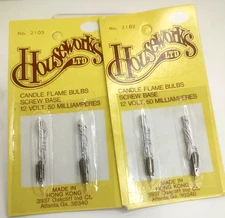 Miniature Doll House "Houseworks Lot 2/12 volt Screw Base Candle Flame Bulbs NIP