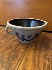 Wisconsin Pottery Salt Glazed Floral Mixing Bowl 8" Sourdough Dough VTG Bread