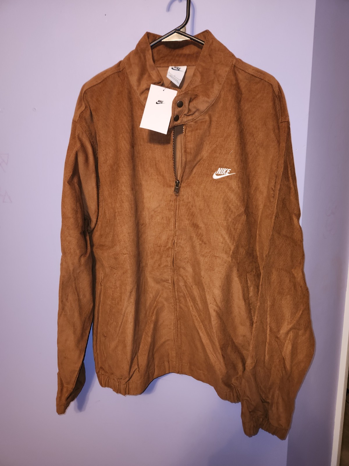 SACAI X NIKE Giacca Nike Club Harrington in velluto a coste marrone FZ0631 281 nuova con etichette Uomo Large BELLA!