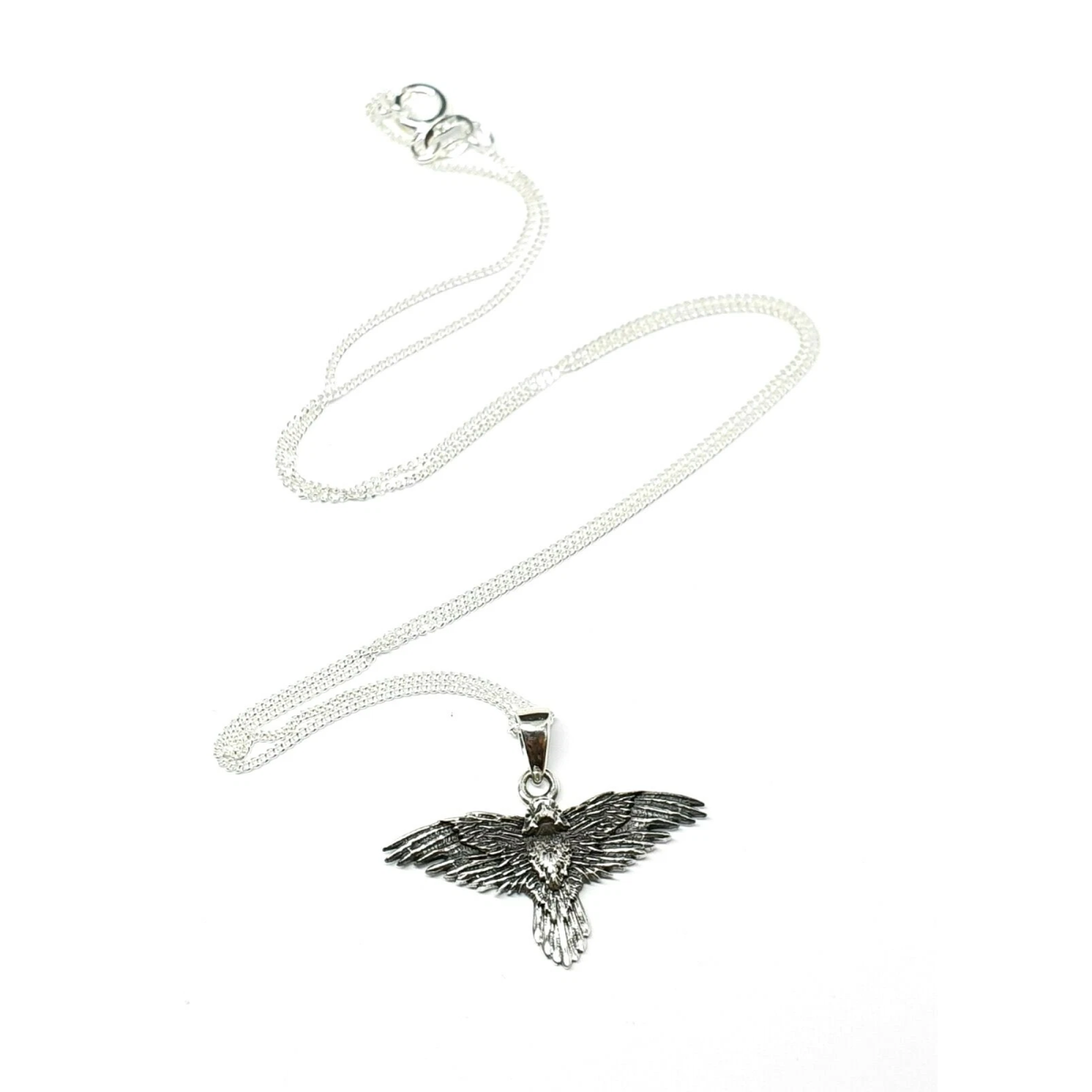 Collana Corvo Con Cuore In Argento 925 | Gioiello Mistico Con Zirconi Per Donna | Regalo Idea