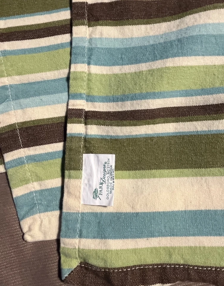 Servilletas/colchonetas de algodón a rayas de Park Designs 15”x17” verde marrón azul crema Foto 4 de 4