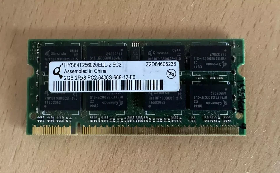 Qimonda 4GB (2x2GB) DDR2 PC2-6400S, 800MHz SO-DIMM Memory HYS64T256020EDL-2 5C2 - Image 2 of 4