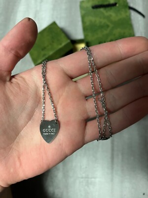 Gucci Trademark Sterling Silver Heart Pendant Necklace | eBay