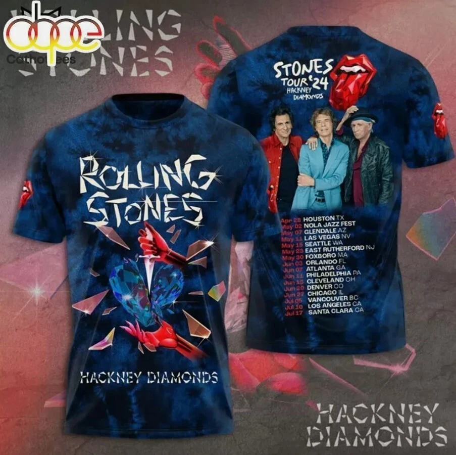 GOOD PRICE- Rolling Stones Hackney Diamonds Tour 2024 3D T-Shirt