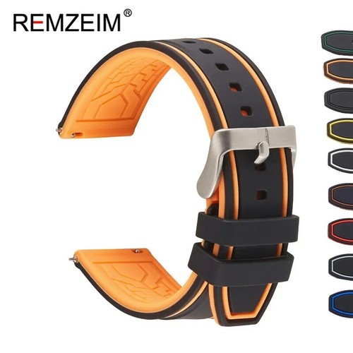 Rubber Silicone Watch Band Strap 20mm 22mm 24mm Women Men Green Red Black Sport - Picture 26 of 27