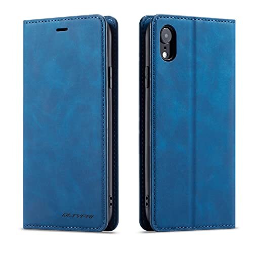 Für Hülle Premium PU Leder Cover TPU Bumper mit Kartenfach iPhone XR Blau - Bild 4 von 7