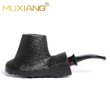 MUXIANG Briar Vulcano Pipe Sandblasted Wooden Freehand Tobacco Pipe With Burl