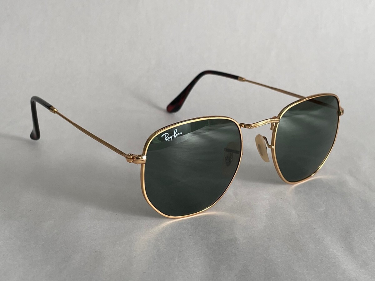 Pre-Owned Ray Ban Sunglasses RB3548-N Hexagonal Flat Lenses Gold 