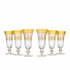Set of 6 Interglass Italy Crystal Glasses - Clear Italian Champagne Flutes