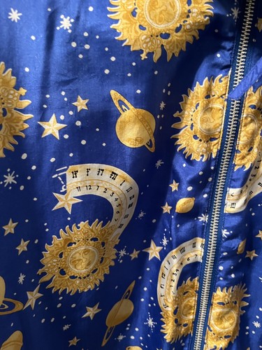Vintage Silk Large Celestial Astrology Jacket Pants Set Lavon Cheerful Corp - Picture 4 of 15