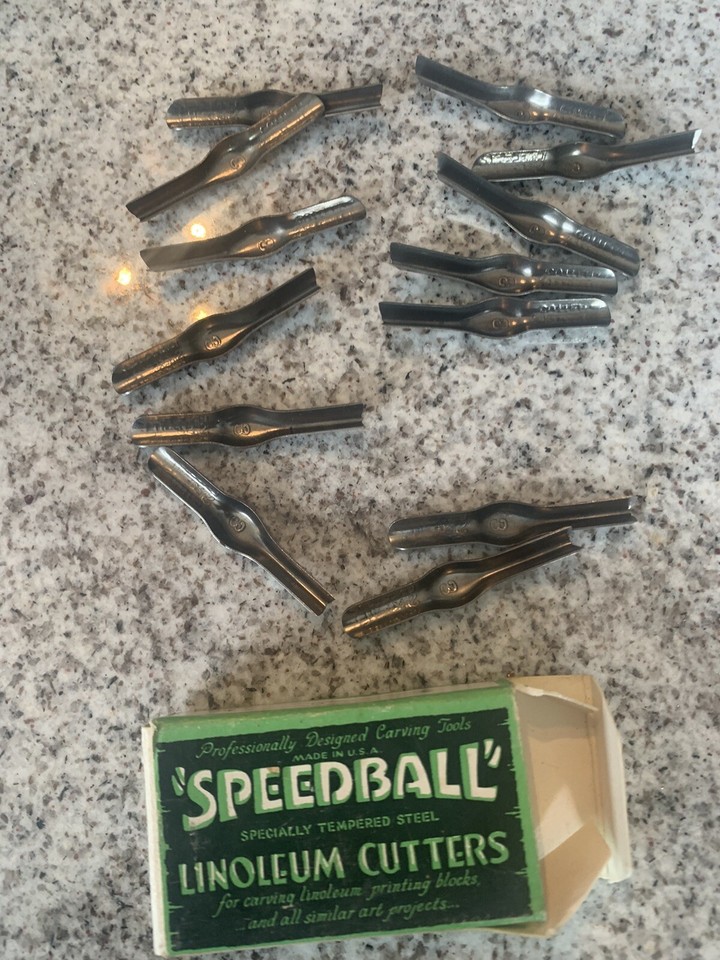 Vintage Speedball Linoleum Cutter Blades Set Of 12 Original Box Damage