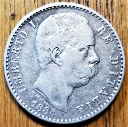 1884-R Italy 2 lire, toned VF silver coin - King Umberto I - Savoy Coat of Arms - Picture 3 of 4