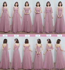 Bridesmaid Dresses Long Chiffon Size 0-12 Bridal Wedding Formal Party Blush Pink