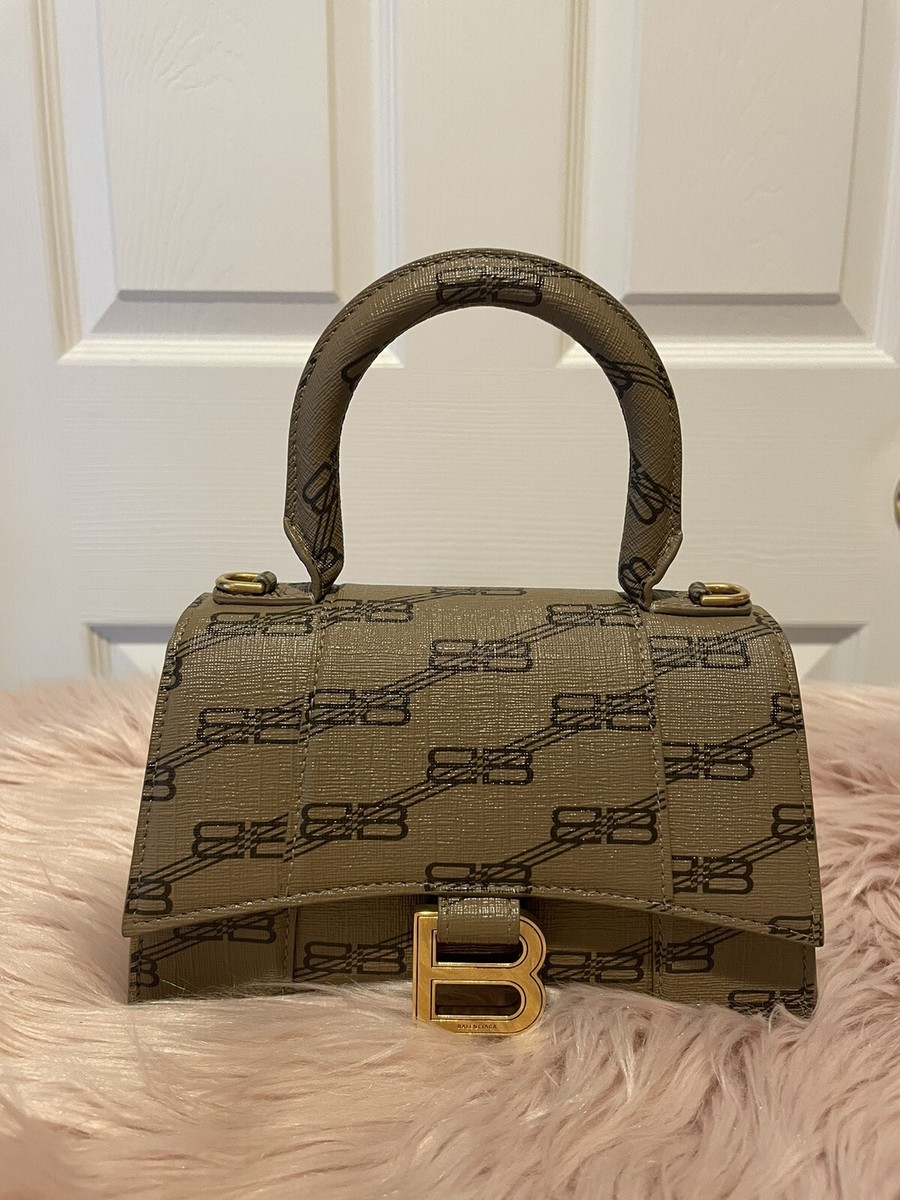 Balenciaga Hourglass Top Handle Bag Allover Logo Monogram