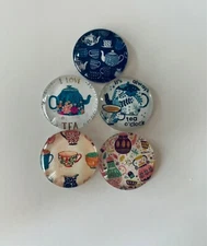 Cute Tea Round Glass Tile Magnets