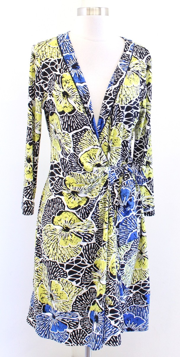 ⭐️BCBG MAXAZRIA BCBG Max Azria Adele Bold Floral Jersey Wrap Dress Size L Blue