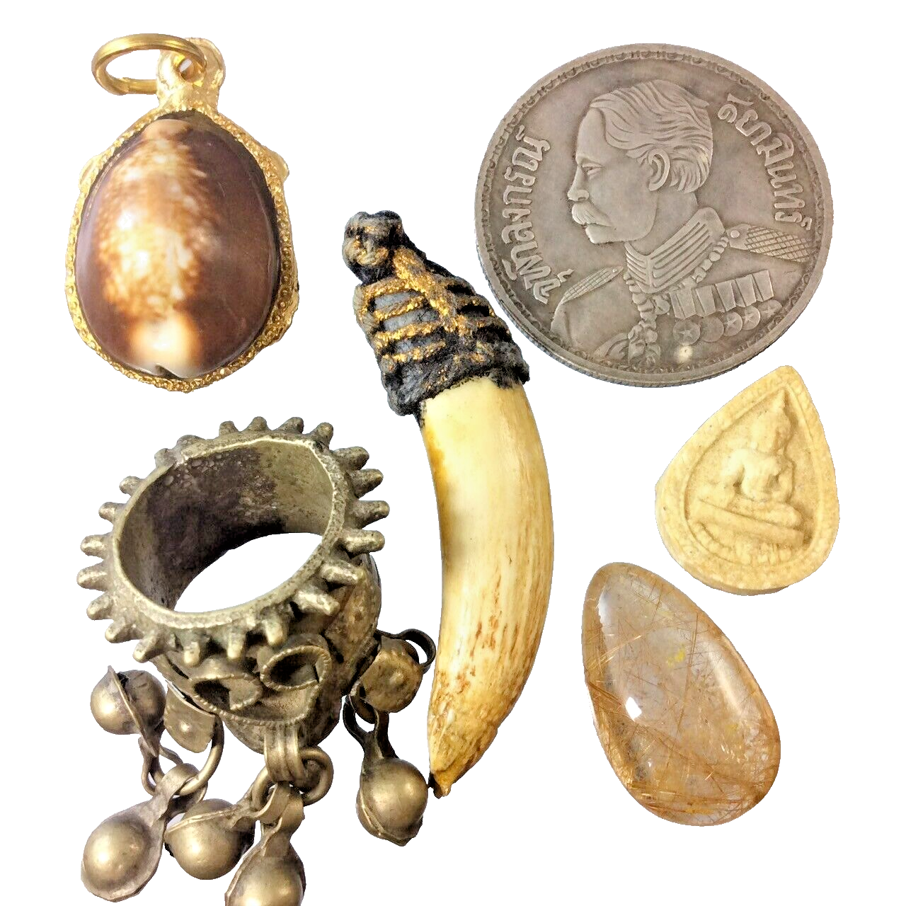 6pcs Ancient Thai Buddha Amulet PENDANT RARE Set UNIQUE TALISMAN Collectible