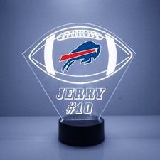 Buffalo Bills Night Light, Football LED Sports Fan Lamp, Personalized FREE