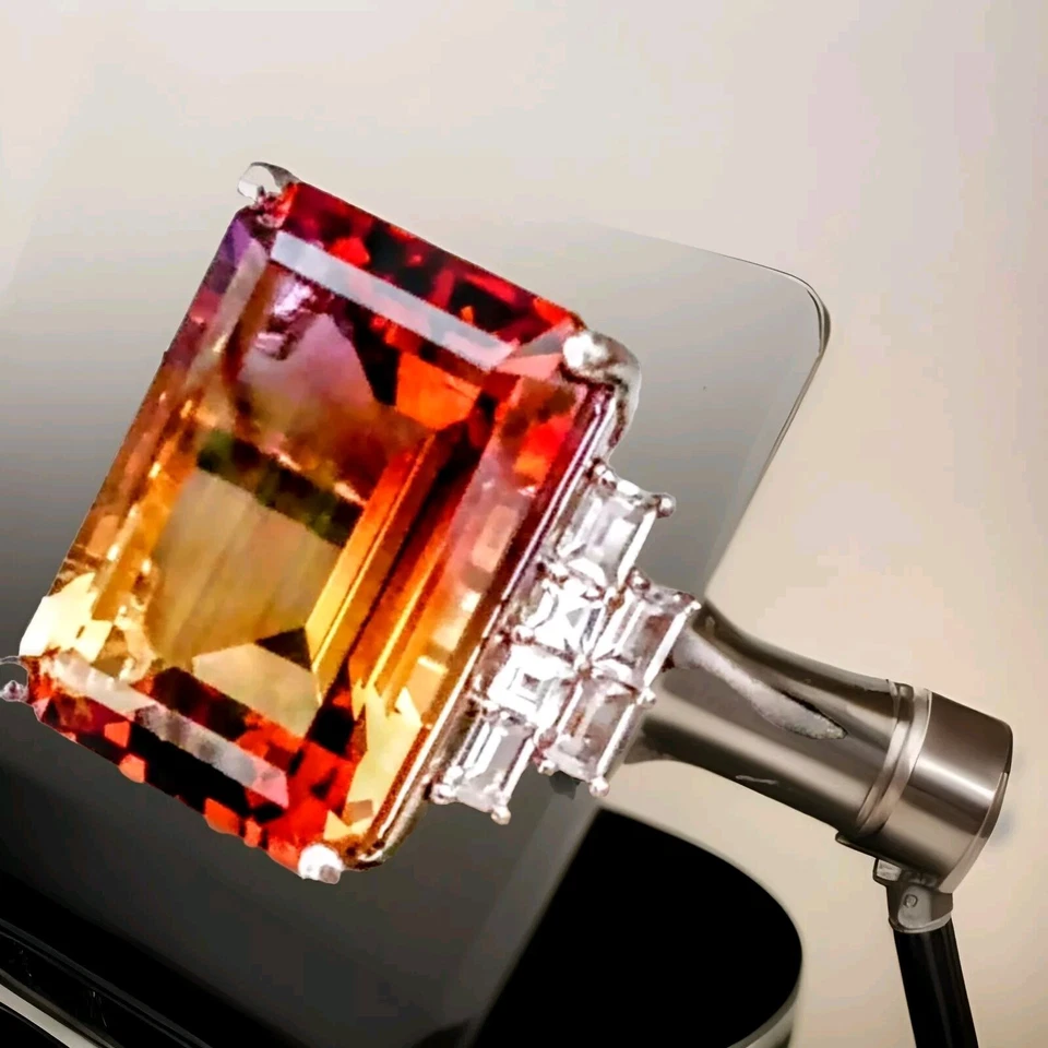 AMETRINO CORTE ESMERALDA 12,84 CT CON TOPACIO BLANCO FORMA MIXTA S/PLATEADO Talla 11 Foto 4 de 4