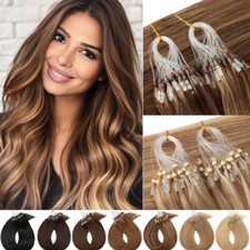 200 Stands Thick 100 Remy Human Hair Extensions Micro Loop Ring Beads ASP