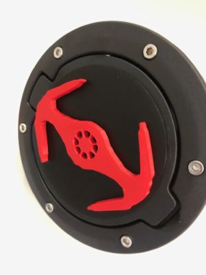 Tie Fighter in 3D - Black w Red For Jeep Wrangler JK/JKU flag Gas