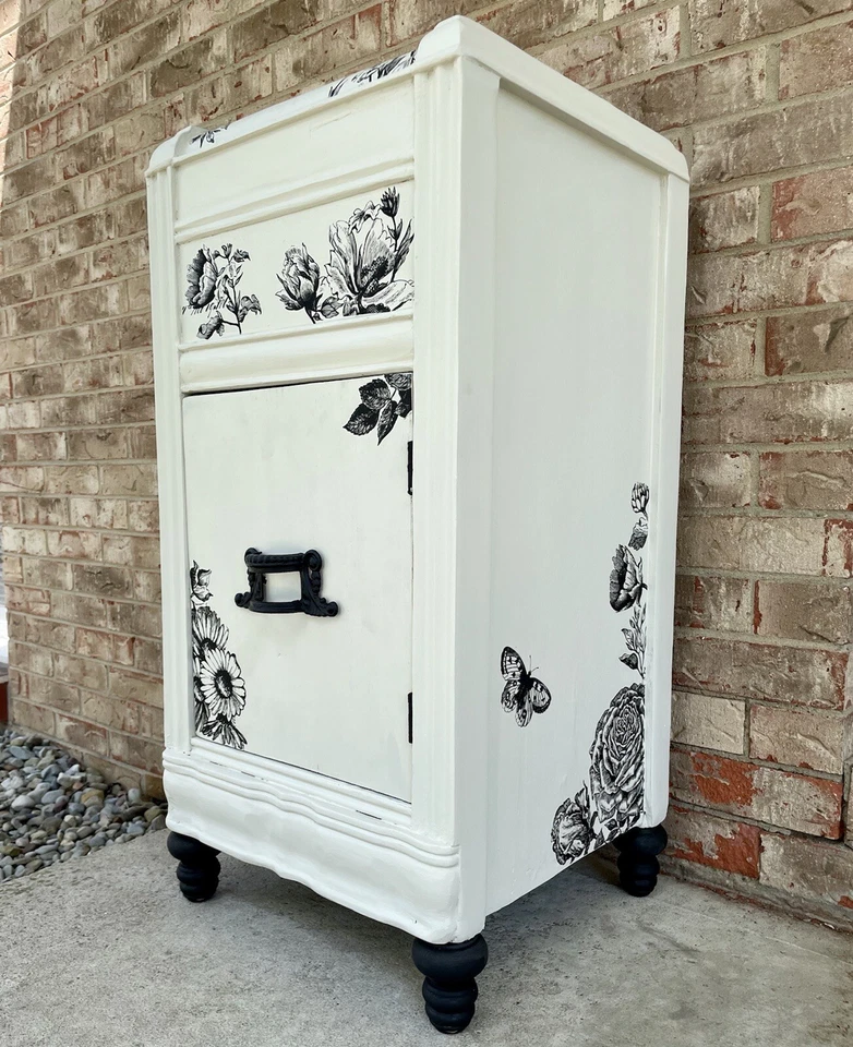 Antigua mesita de noche Art Deco cascada mesa auxiliar, mesa Shabby Chic restaurada Foto 4 de 4