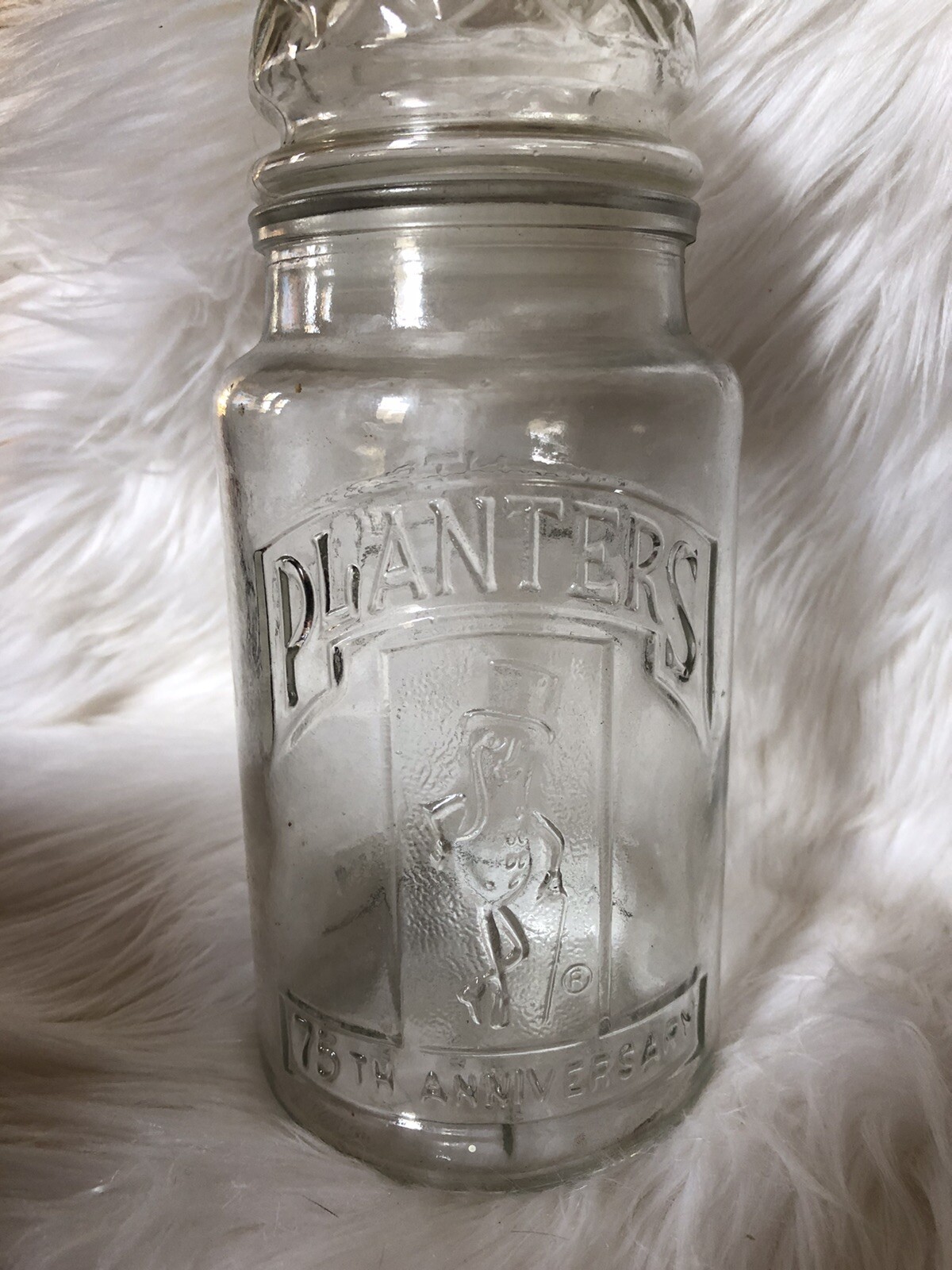 Vintage 1981 75th Anniversary PLANTERS PEANUTS MR PEANUT GLASS JAR W/LID eBay