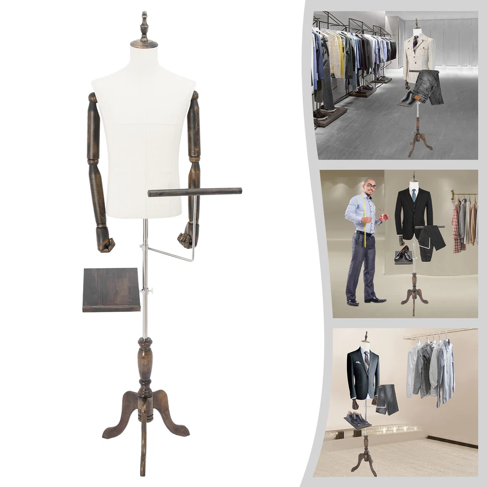 Maniquí Hombre Vestido Medio Cuerpo Altura Ajustable Aproximadamente 150-180cm Maniquí Masculino Foto 4 de 4