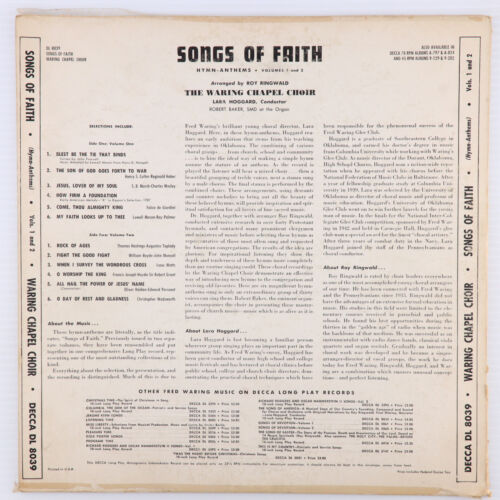 Waring Chapel Choir - Songs Of Faith Hymn-Anthems Vols. I & II - 1951 LP DL 8039 - Picture 2 of 19
