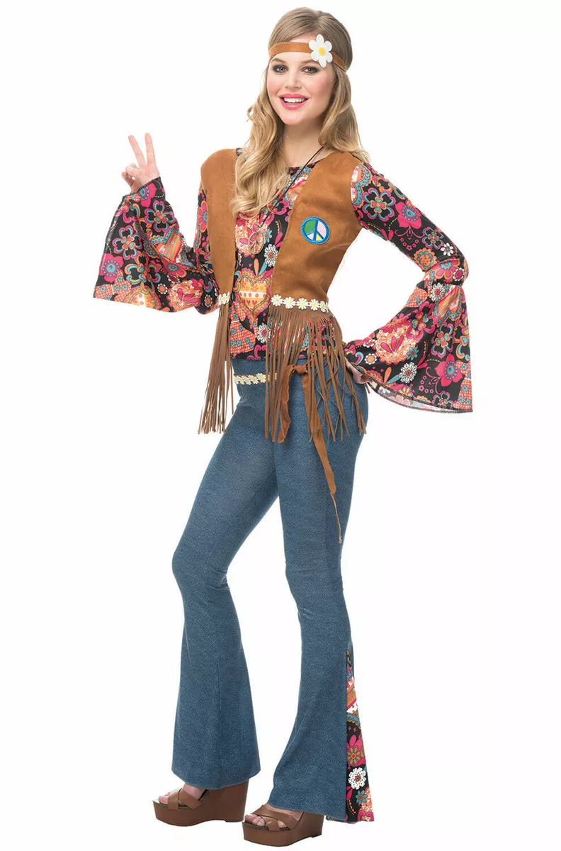 Brand New 1960s Peace Love Hippie Woodstock Adult Costume eBay