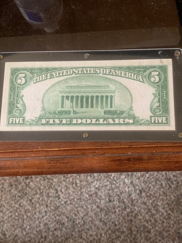 1928 5 Dollar Red Seal Note A19641321A - Picture 2 of 2