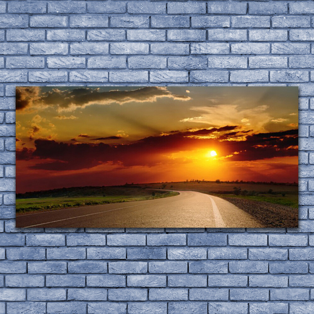 Tableau paysage coucher du soleil de rue pour grand mur de bureau