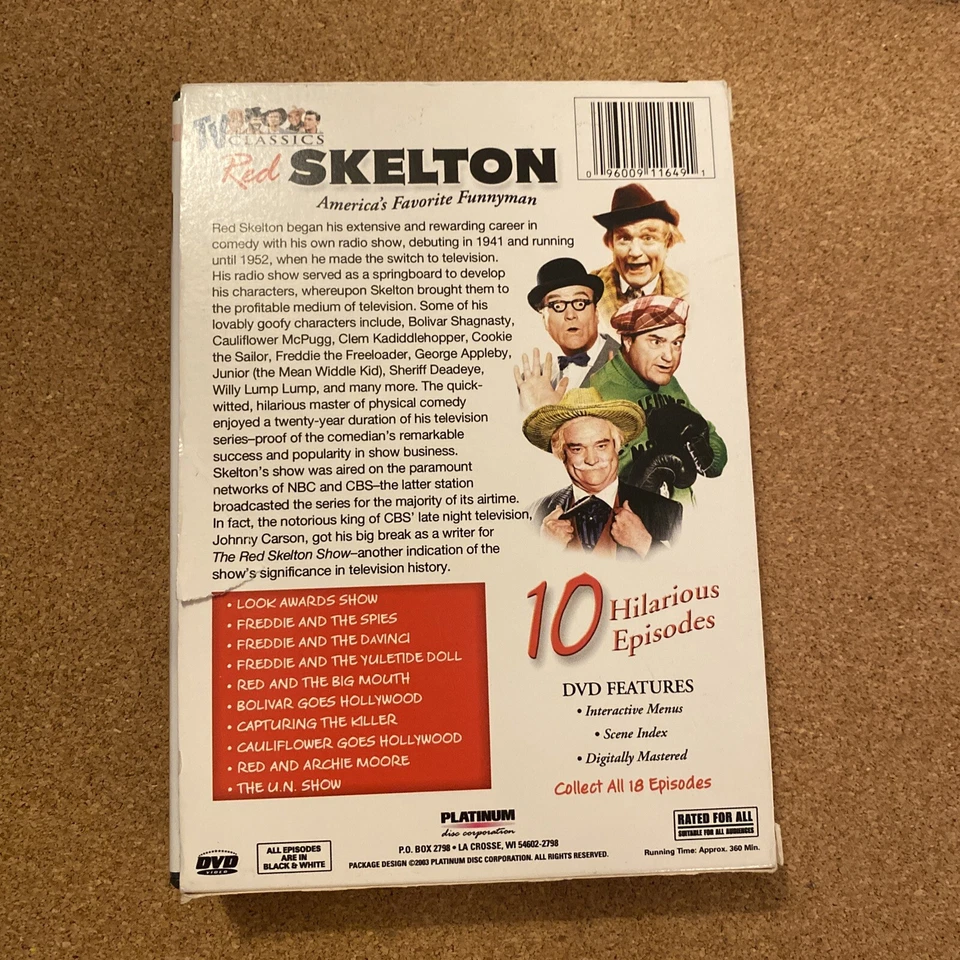 Red Skelton (DVD, 2003, 2-Disc Set, 10 Episodes) 360 min TV Classics Platinum - Image 3 of 3