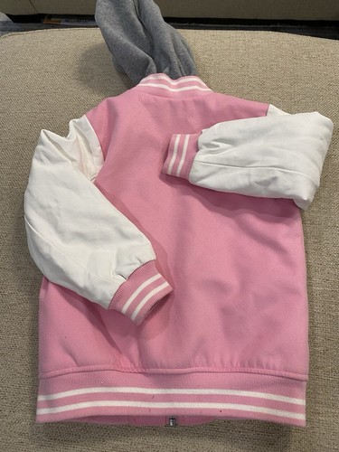 OshKosh B'Gosh Jacket Girl's Size 6 Pink Hooded Full Zip Cat Star Heart 004 - Picture 3 of 7