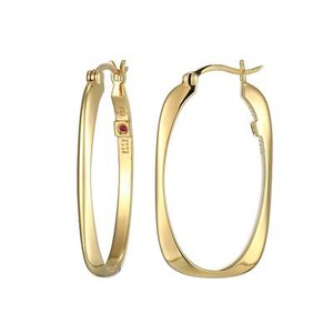 Authentic ELLE 35mm Gold-Plated Sterling Silver "Allure" Rectangular Hoop Earrings
