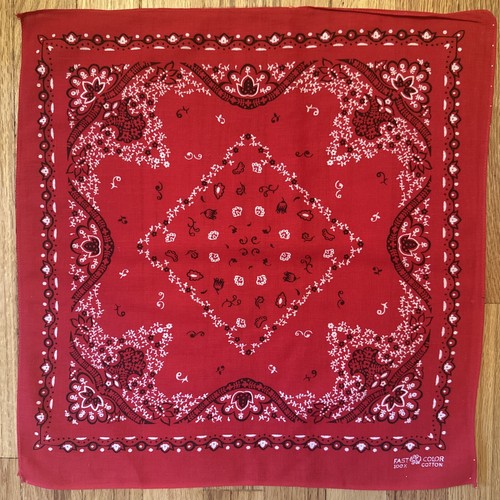 1950s Vintage Fast Color Elephant Trunk Up Selvedge Bandana Red Floral Western - Picture 1 of 3