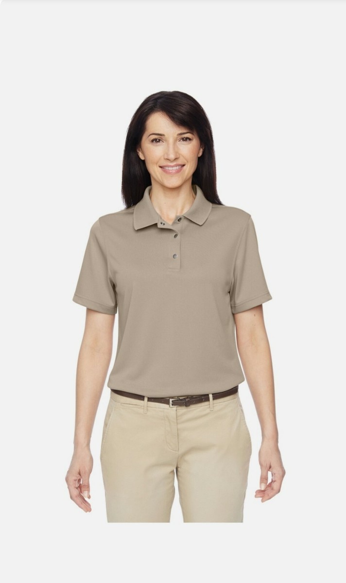 NWT Harriton Women's Uniform Snap Placket Performance Polo Khaki 2XL  Workwear